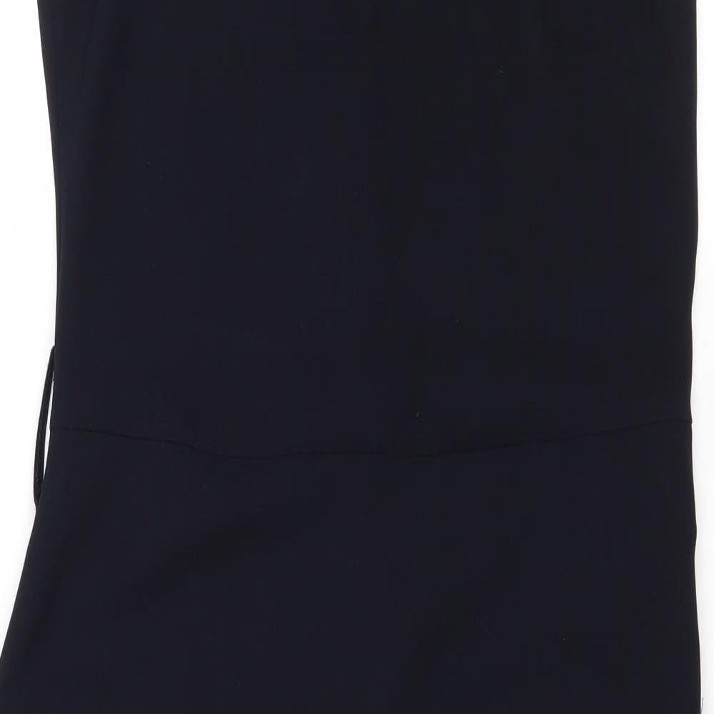 Topshop Womens Blue Polyester Pinafore/Dungaree Dress Size 8 Square Neck Zip