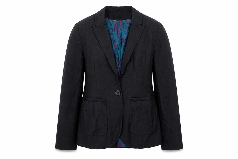 Marks and Spencer Womens Black Herringbone Wool Jacket Blazer Size 10