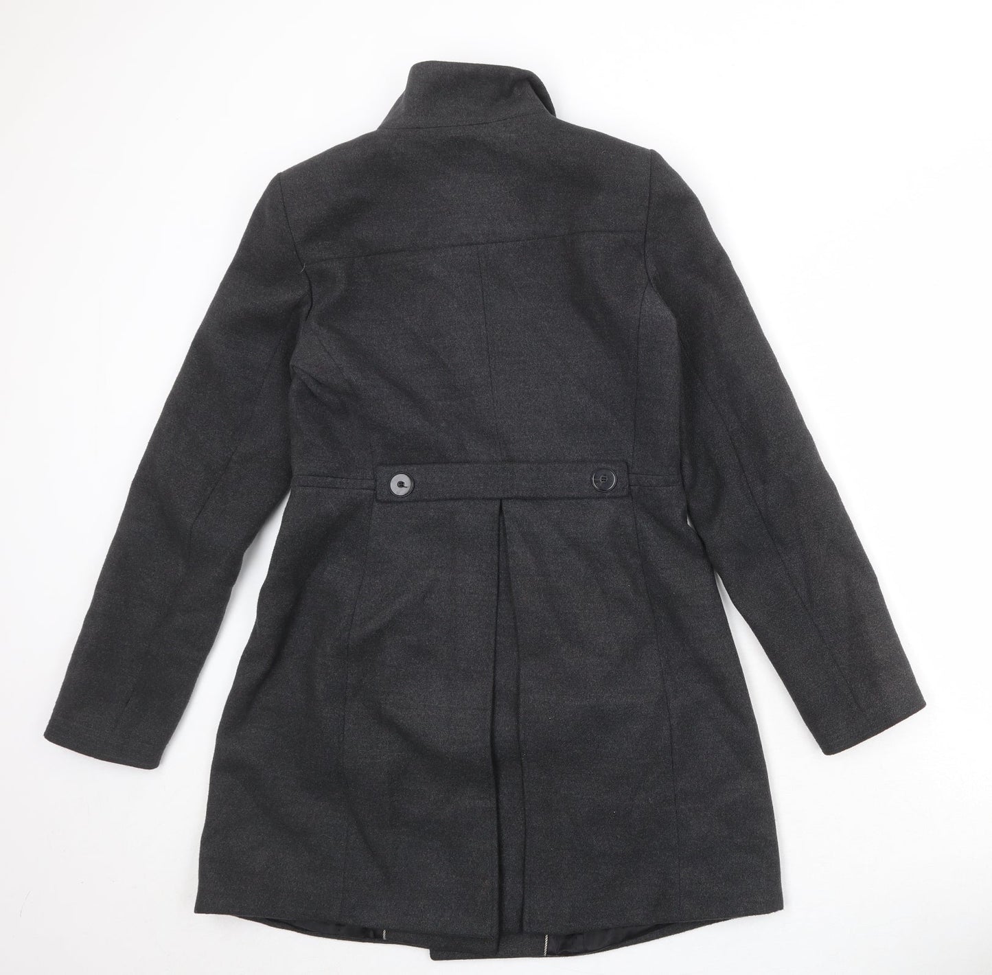 Zara Womens Black Overcoat Coat Size M Button