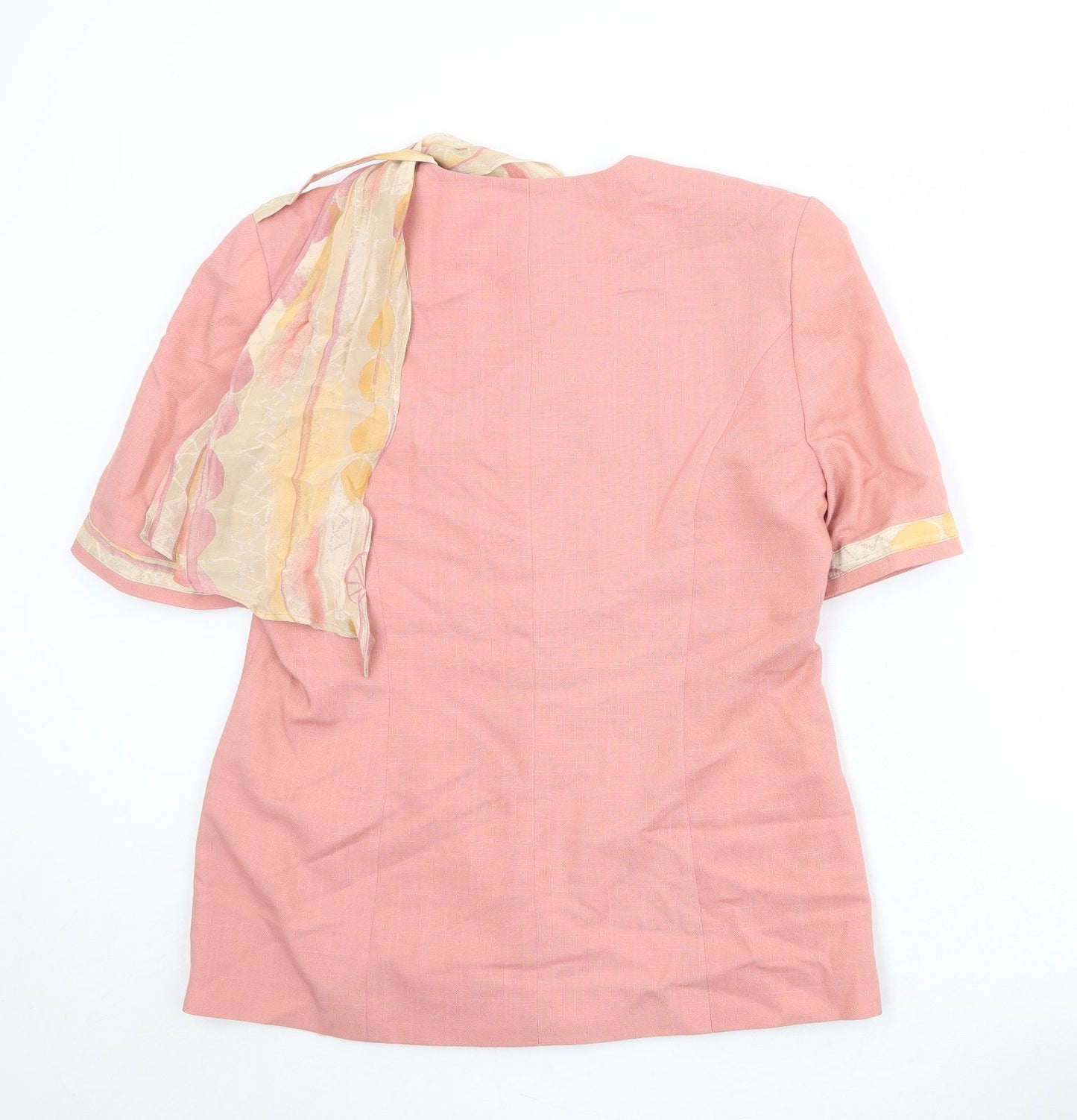 First Avenue Womens Pink Viscose Jacket Blazer Size 14 - Scarf Neck Detail