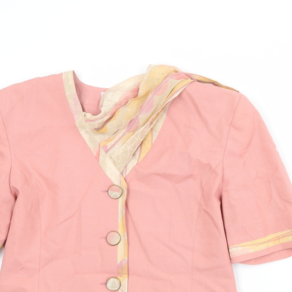 First Avenue Womens Pink Viscose Jacket Blazer Size 14 - Scarf Neck Detail