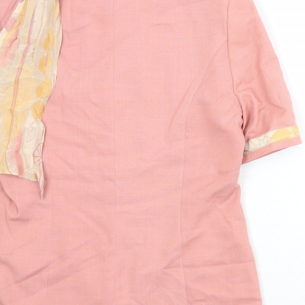 First Avenue Womens Pink Viscose Jacket Blazer Size 14 - Scarf Neck Detail