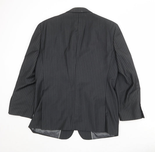 Charlton Grey Mens Grey Striped Polyester Jacket Suit Jacket Size 42 Regular
