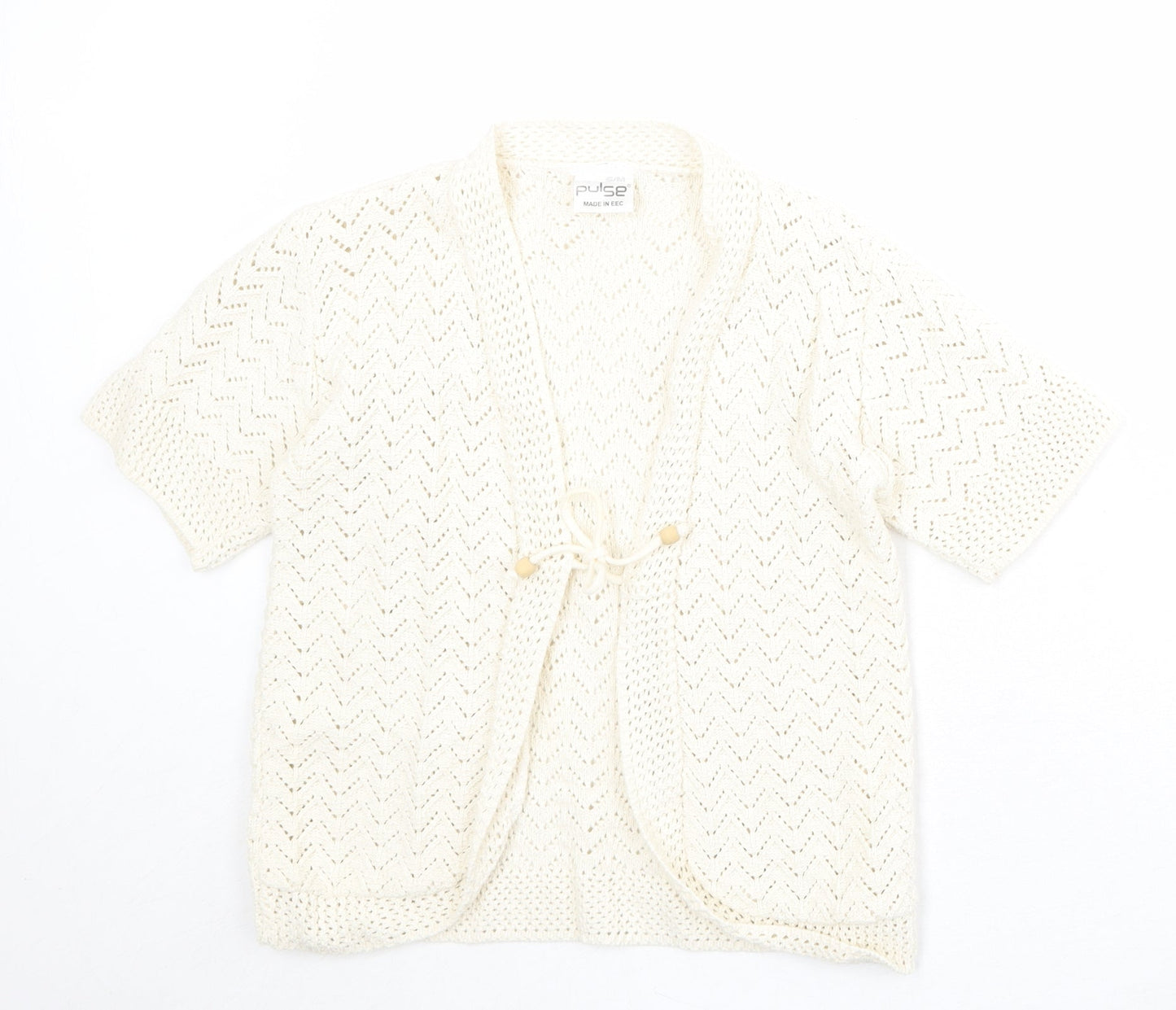 Pulse Womens Beige V-Neck Acrylic Cardigan Jumper Size S