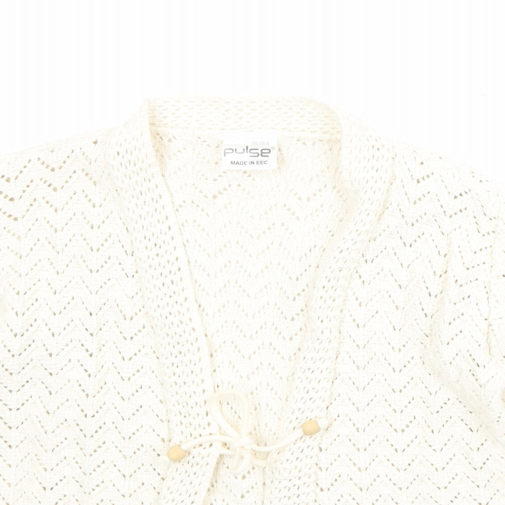Pulse Womens Beige V-Neck Acrylic Cardigan Jumper Size S