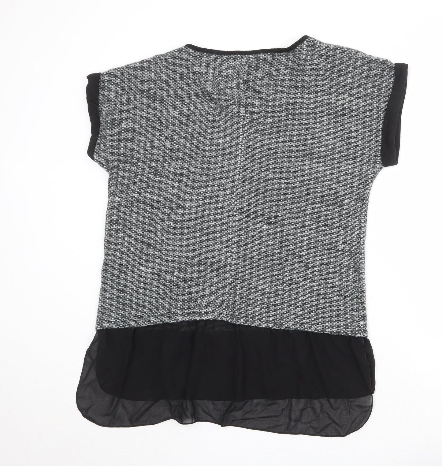 Roman Womens Grey Boat Neck Geometric Acrylic Pullover Jumper Size M