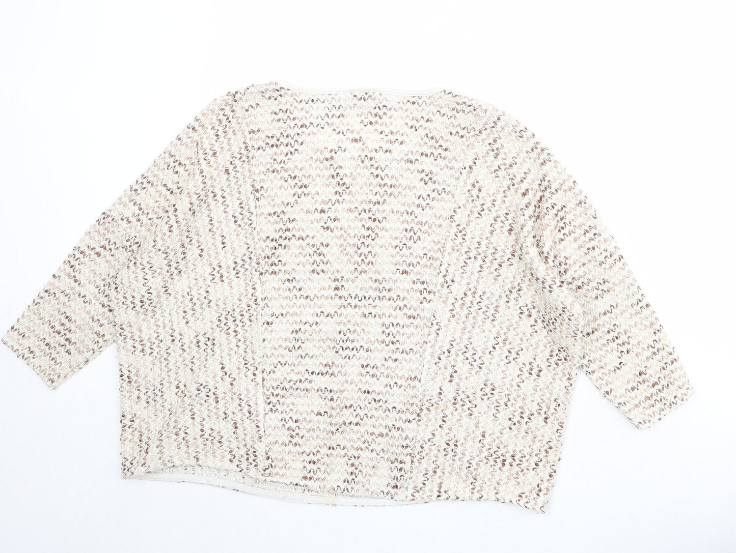 NEXT Womens Beige Boat Neck Acrylic Pullover Jumper Size 6 - Melange