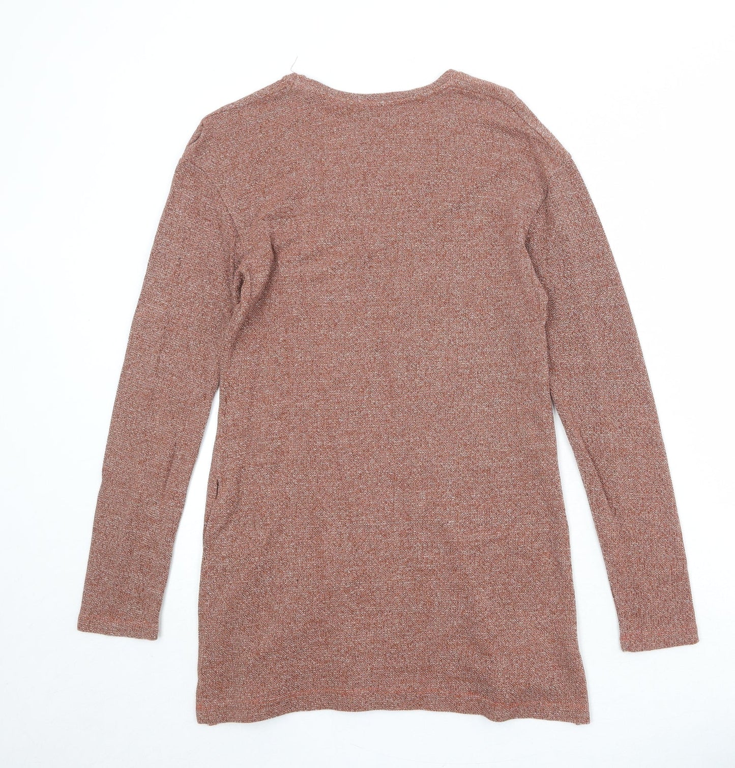 Zara Womens Orange V-Neck Acrylic Pullover Jumper Size S