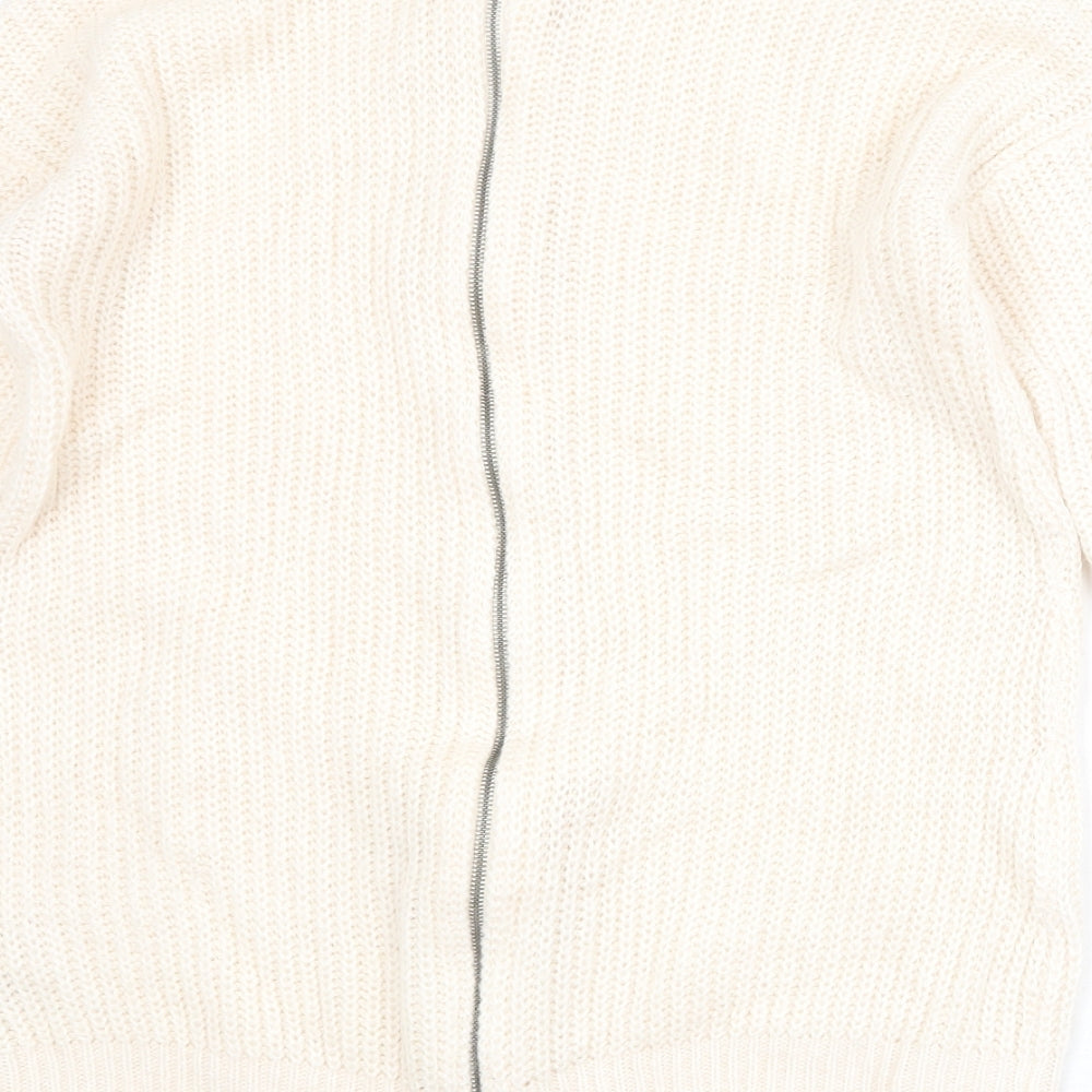 New Look Womens Beige Boat Neck Acrylic Pullover Jumper Size M
