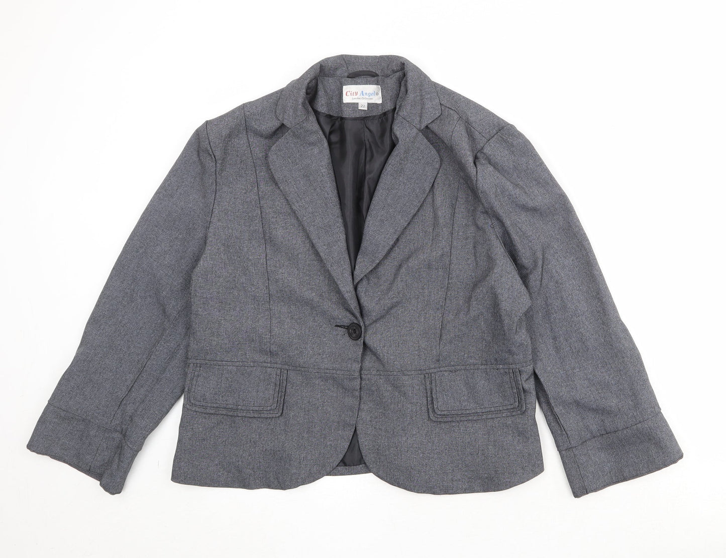 City Angels Womens Grey Polyester Jacket Suit Jacket Size 22