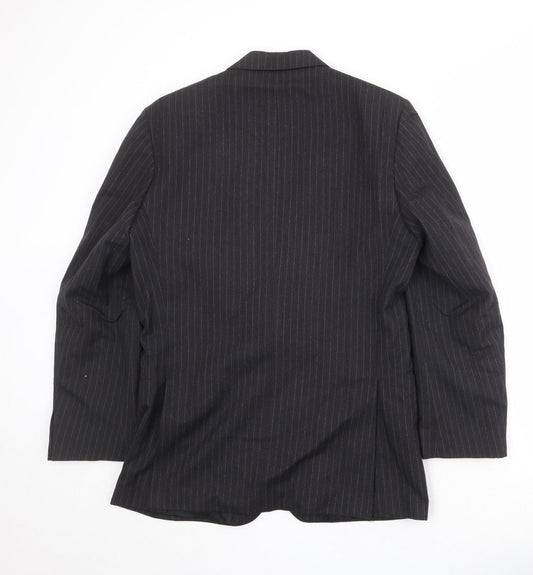 St Michael Mens Black Striped Wool Jacket Suit Jacket Size 38 Regular