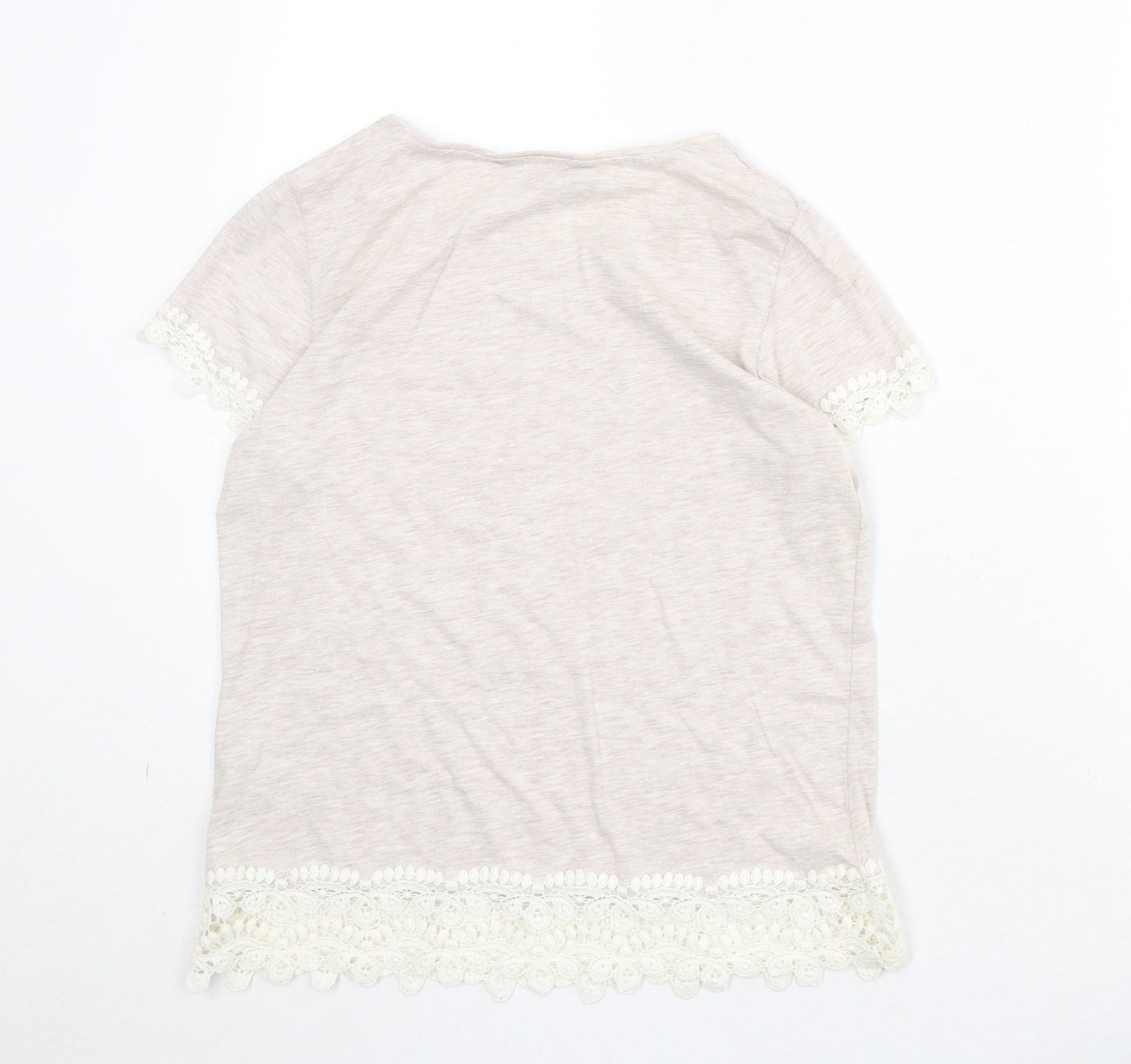 Dorothy Perkins Womens Beige Polyester Basic T-Shirt Size 12 Round Neck