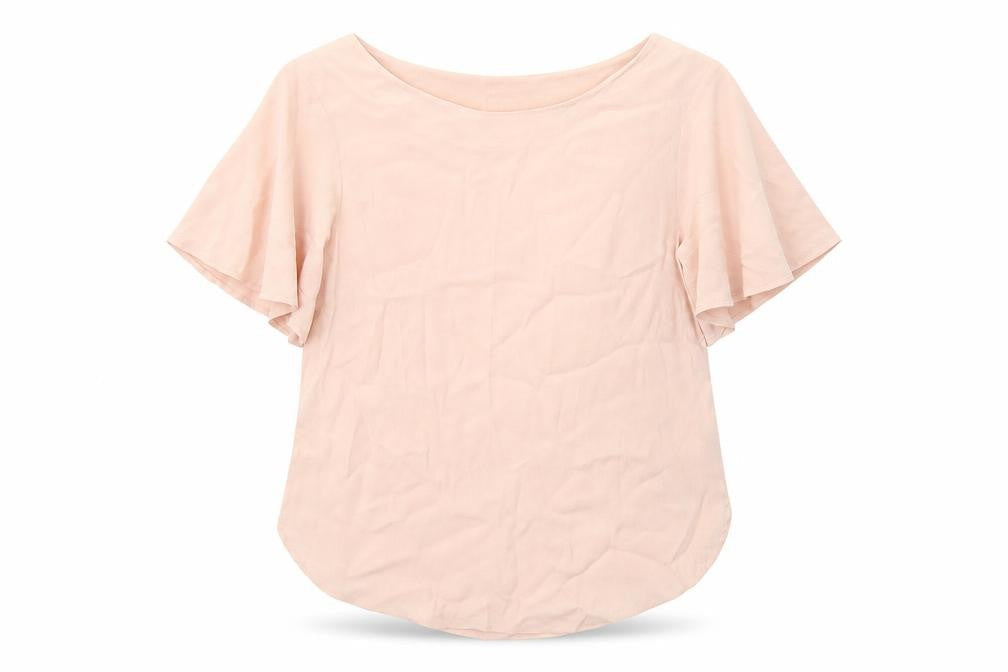 H&M Womens Pink Viscose Basic T-Shirt Size 6 Boat Neck