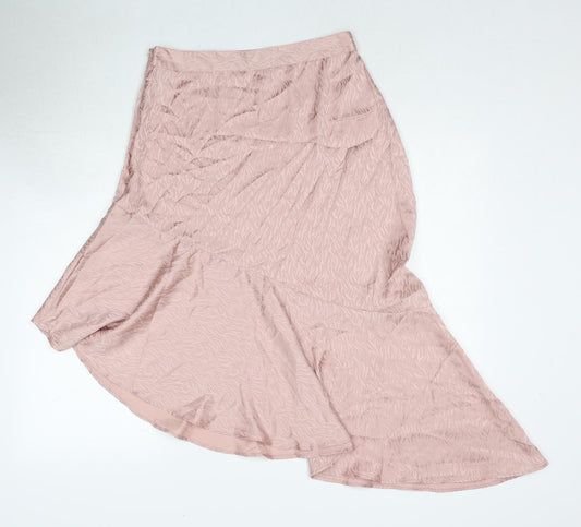 QED London Womens Pink Geometric Polyester A-Line Skirt Size 10 Zip