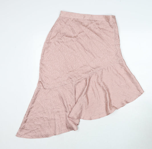 QED London Womens Pink Geometric Polyester A-Line Skirt Size 10 Zip