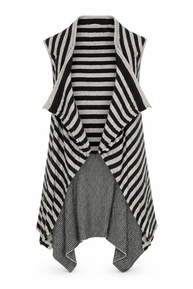 River Island Womens Black V-Neck Striped Cotton Cardigan Jumper Size 6
