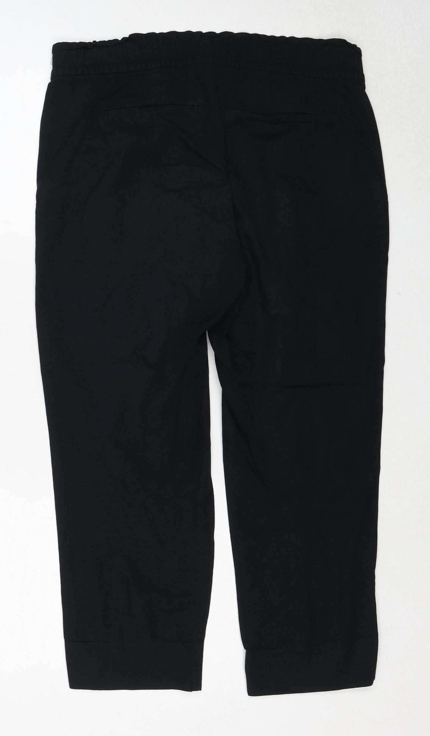 Gap Womens Black Cotton Trousers Size 6 Regular Drawstring