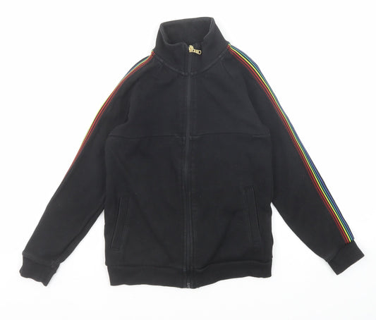 NEXT Boys Black Cotton Full Zip Sweatshirt Size 8 Years Zip - Side Stripe Detail