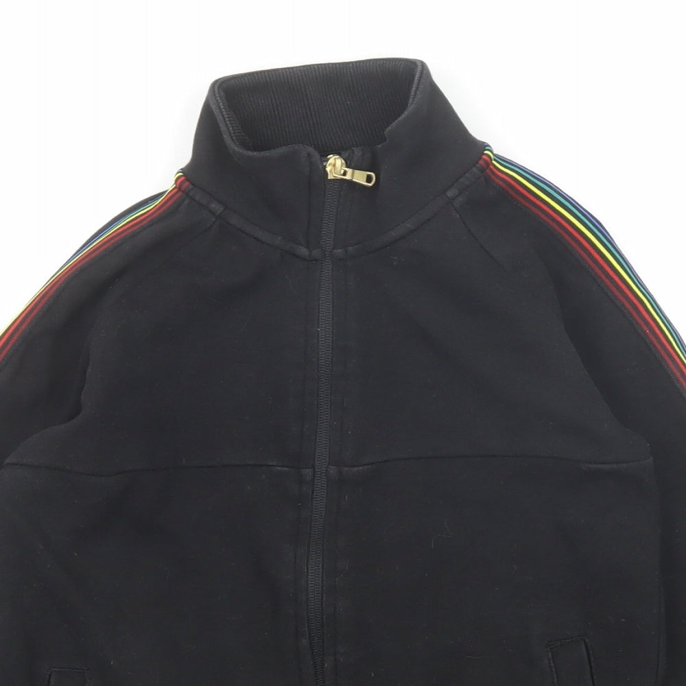 NEXT Boys Black Cotton Full Zip Sweatshirt Size 8 Years Zip - Side Stripe Detail