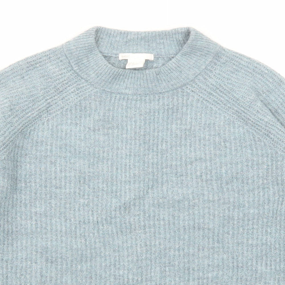 H&M Womens Blue Round Neck Acrylic Pullover Jumper Size S