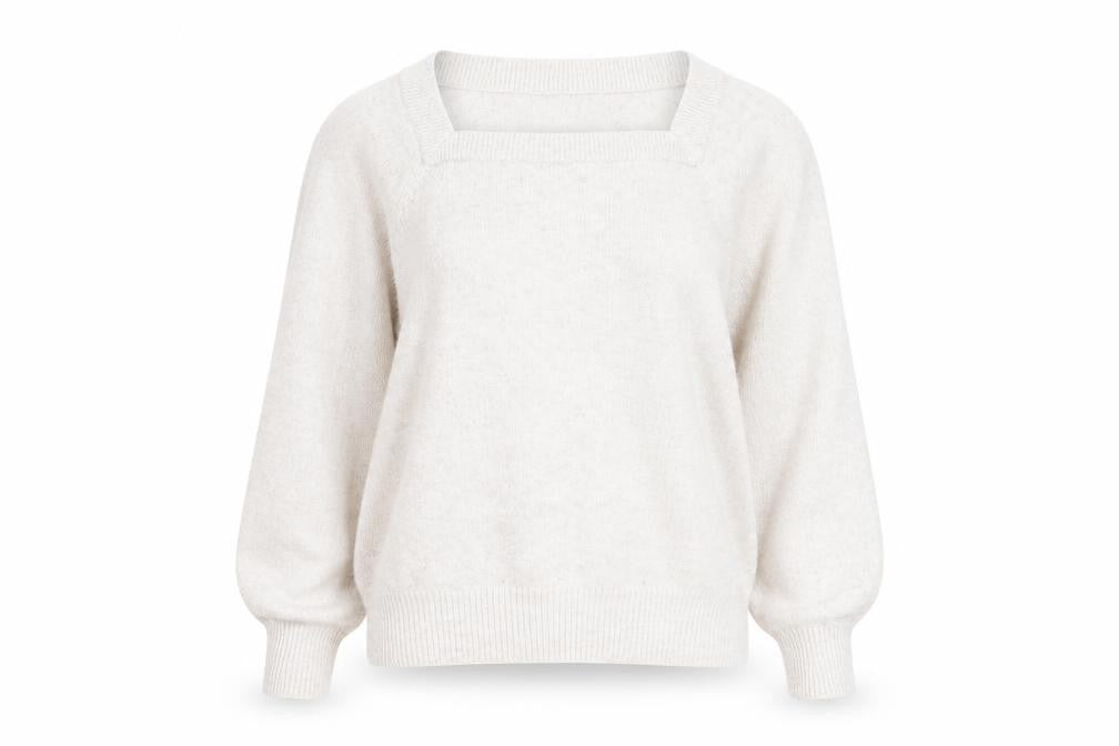 Marks and Spencer Womens Ivory Square Neck Polyester Pullover Jumper Size M