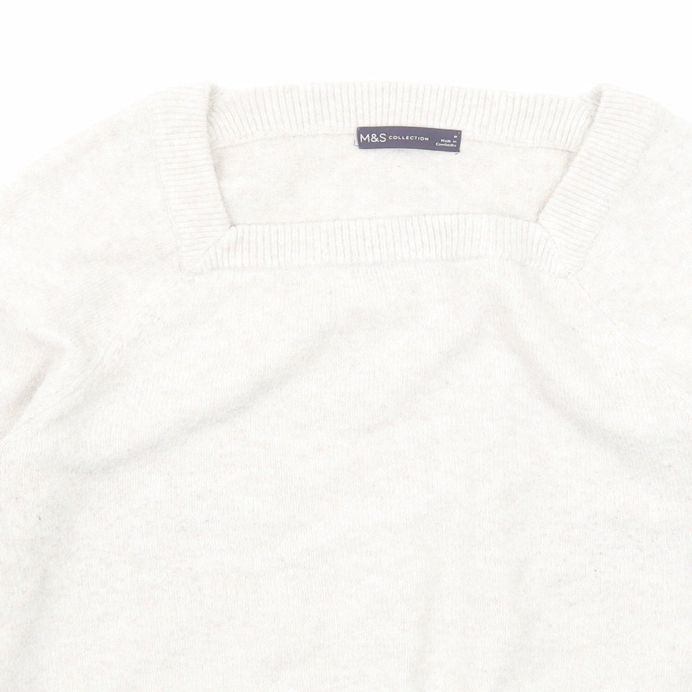 Marks and Spencer Womens Ivory Square Neck Polyester Pullover Jumper Size M