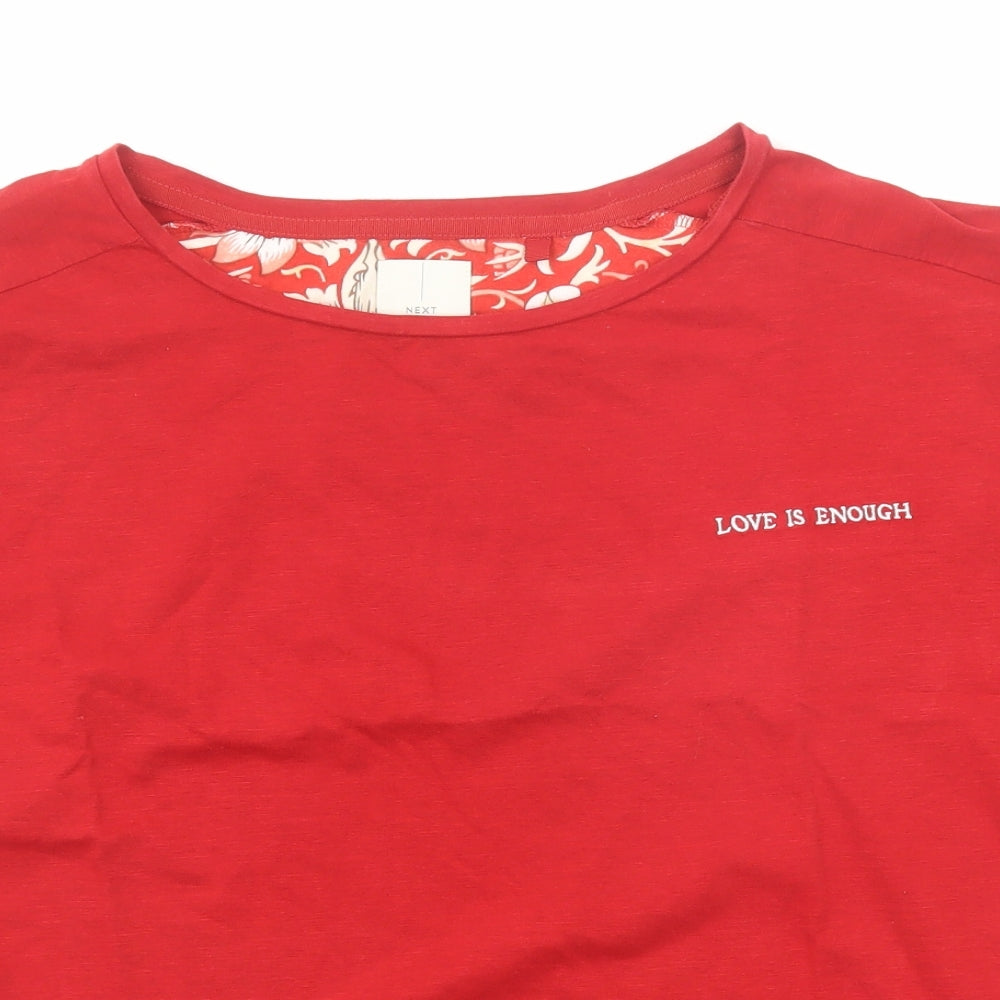 NEXT Womens Red Cotton Basic T-Shirt Size S Round Neck - Love Is Enough