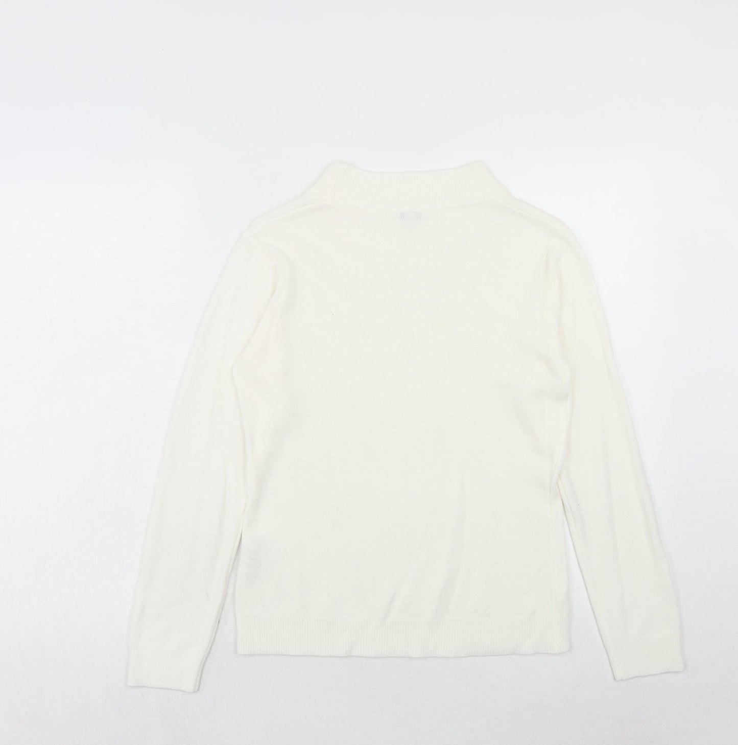 NEXT Womens Ivory Mock Neck Acrylic Pullover Jumper Size 8