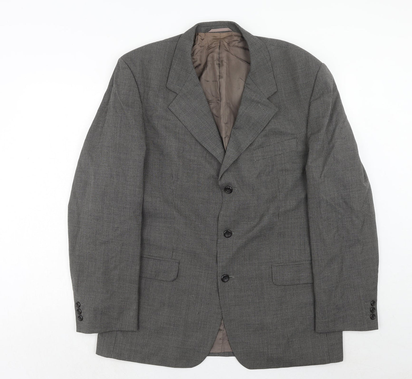 Burton Mens Grey Geometric Wool Jacket Suit Jacket Size 44 Regular