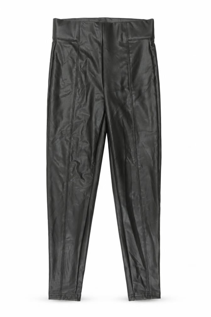 Marks and Spencer Womens Grey Polyurethane Trousers Size 6 Regular