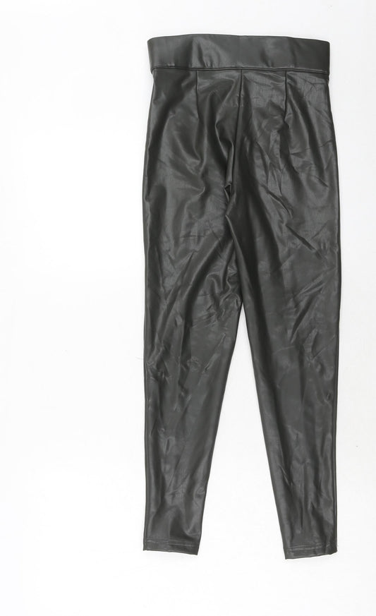 Marks and Spencer Womens Grey Polyurethane Trousers Size 6 Regular