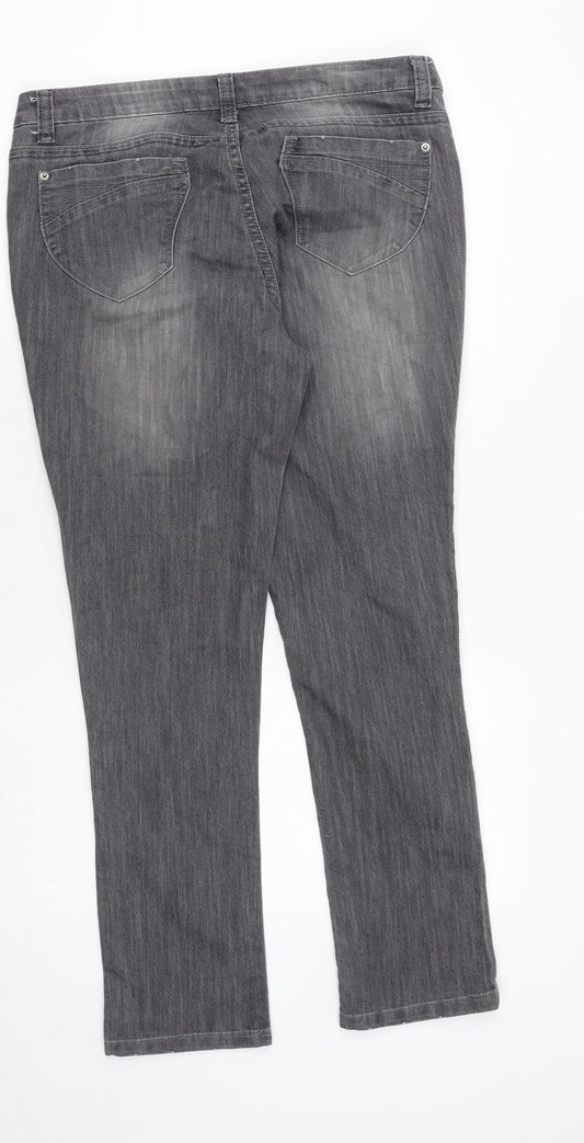 Therapy Womens Grey Cotton Skinny Jeans Size 16 Extra-Slim Zip