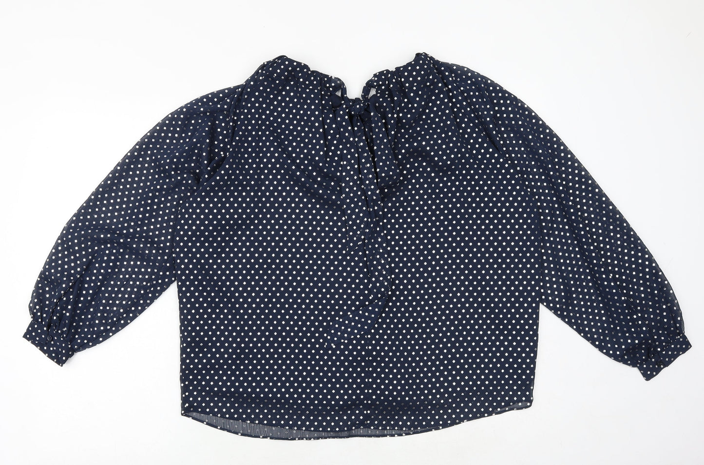 Marks and Spencer Womens Black Polka Dot Polyester Basic Blouse Size 10 Round Neck