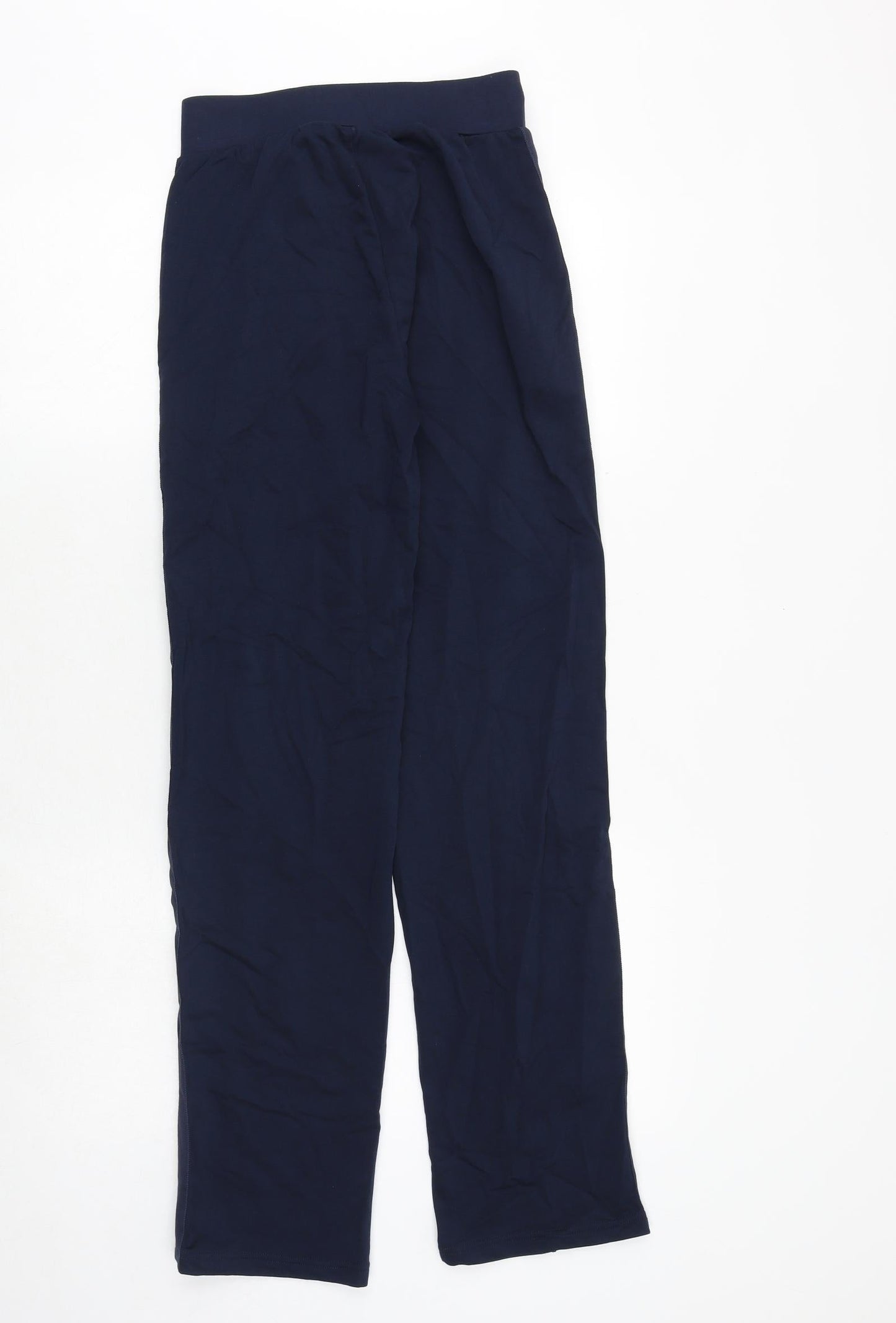 Marks and Spencer Womens Blue Cotton Trousers Size 6 Regular Drawstring