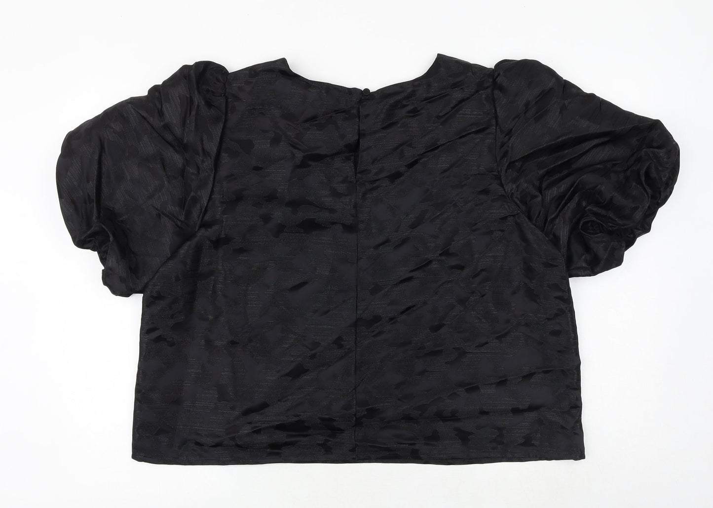 Marks and Spencer Womens Black Geometric Polyester Basic Blouse Size 18 Round Neck
