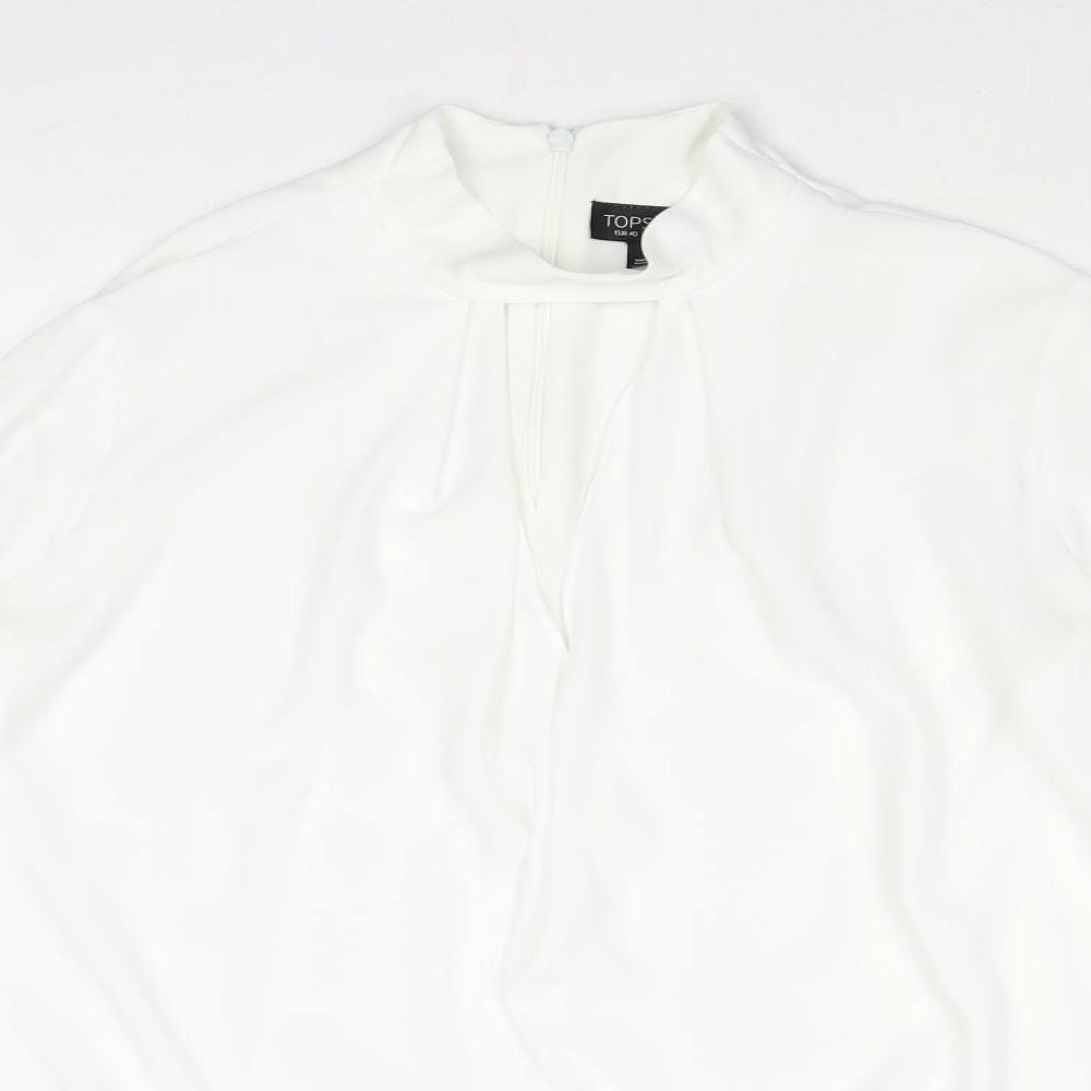 Topshop Womens White Polyester Basic Blouse Size 12 Mock Neck