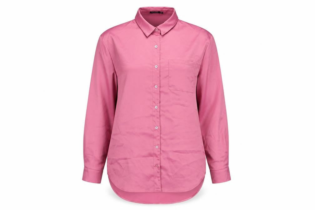 Nasty Gal Womens Pink Polyester Basic Button-Up Size 10 Collared