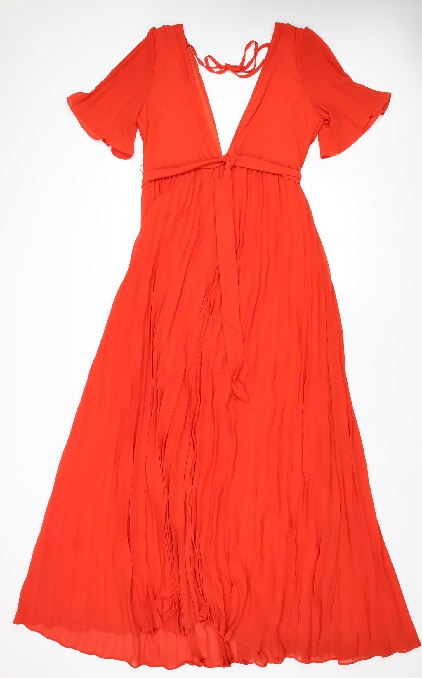 Nasty Gal Womens Red Polyester Trapeze & Swing Size 8 V-Neck Zip