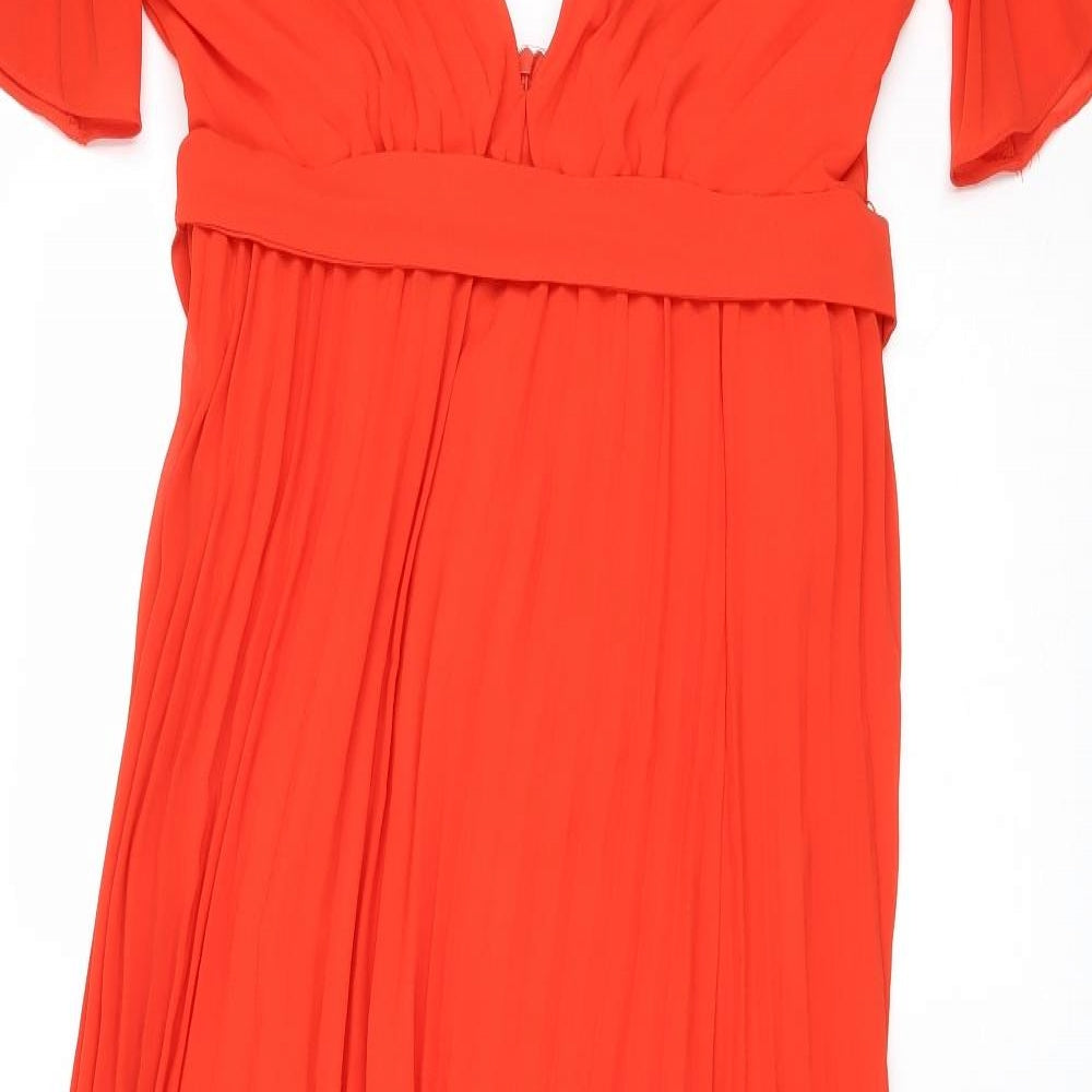 Nasty Gal Womens Red Polyester Trapeze & Swing Size 8 V-Neck Zip