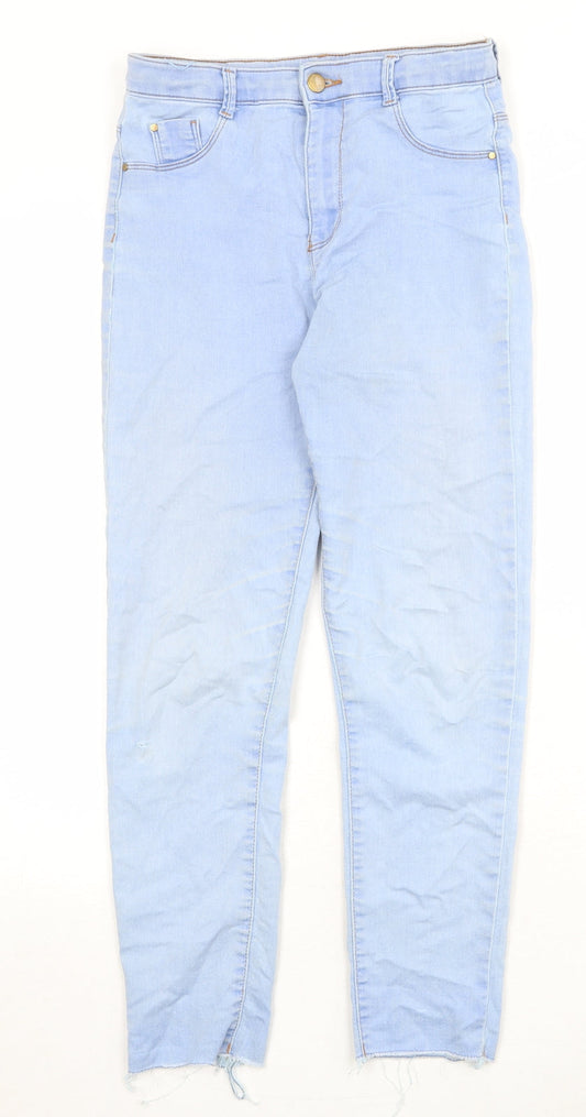 River Island Girls Blue Cotton Skinny Jeans Size 11 Years Regular Zip