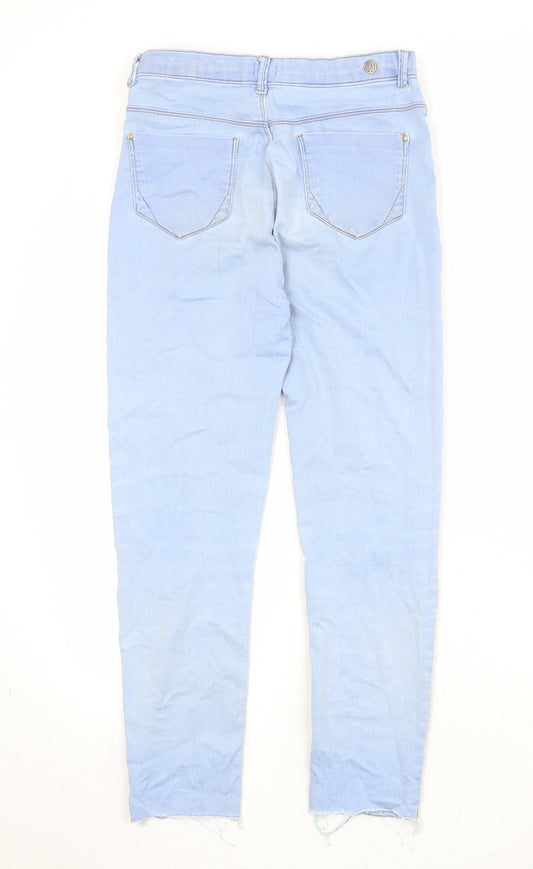 River Island Girls Blue Cotton Skinny Jeans Size 11 Years Regular Zip