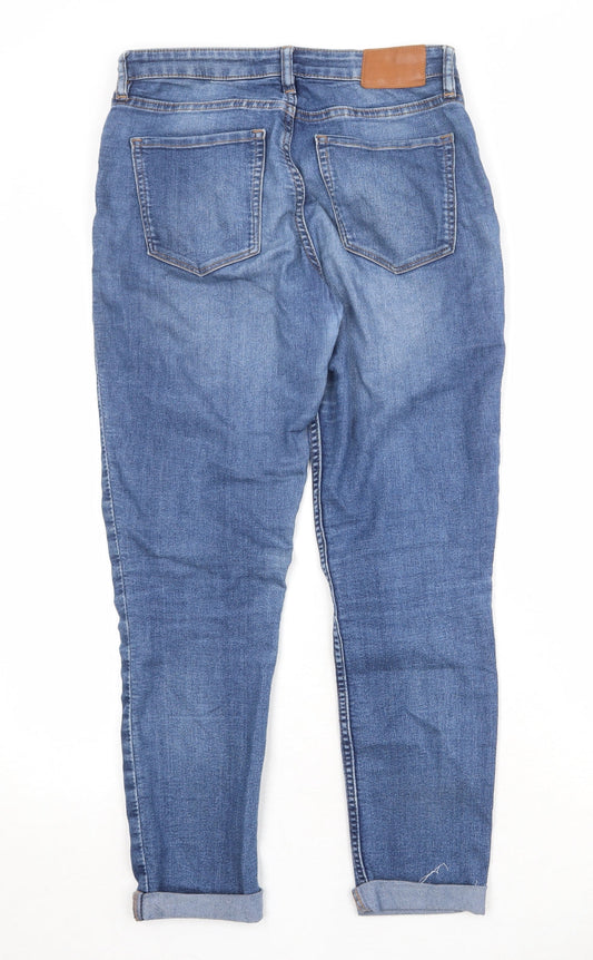 H&M Womens Blue Cotton Skinny Jeans Size 6 Regular Zip