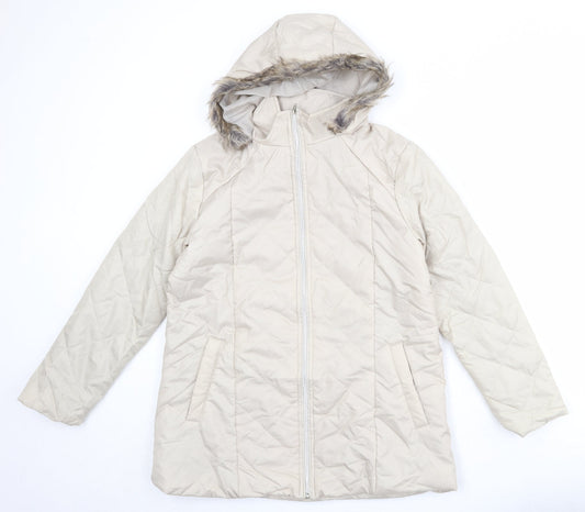 Anne de Lancay Womens Beige Puffer Jacket Jacket Size S Zip