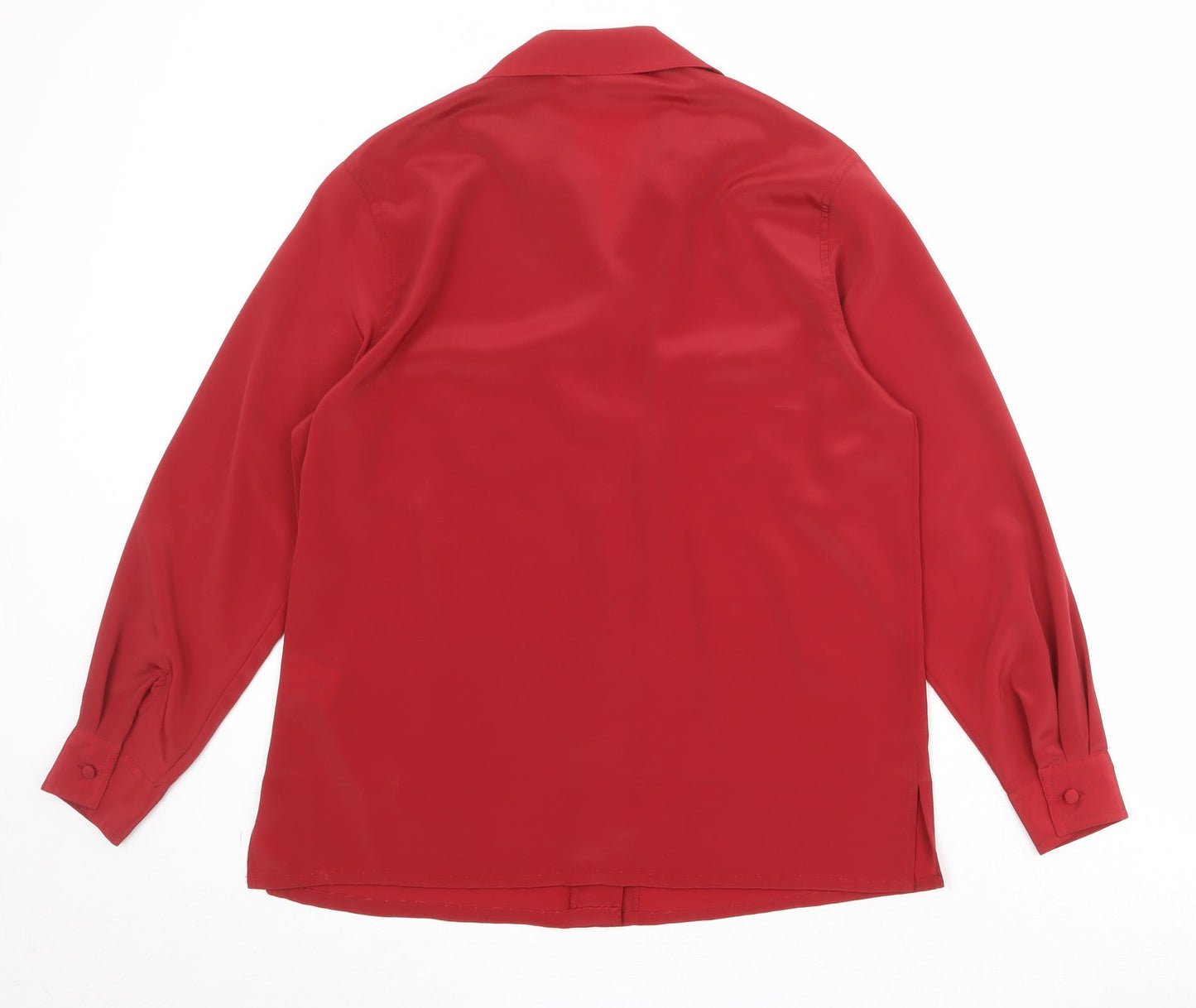 Essentials Womens Red Polyester Basic Button-Up Size 10 Collared