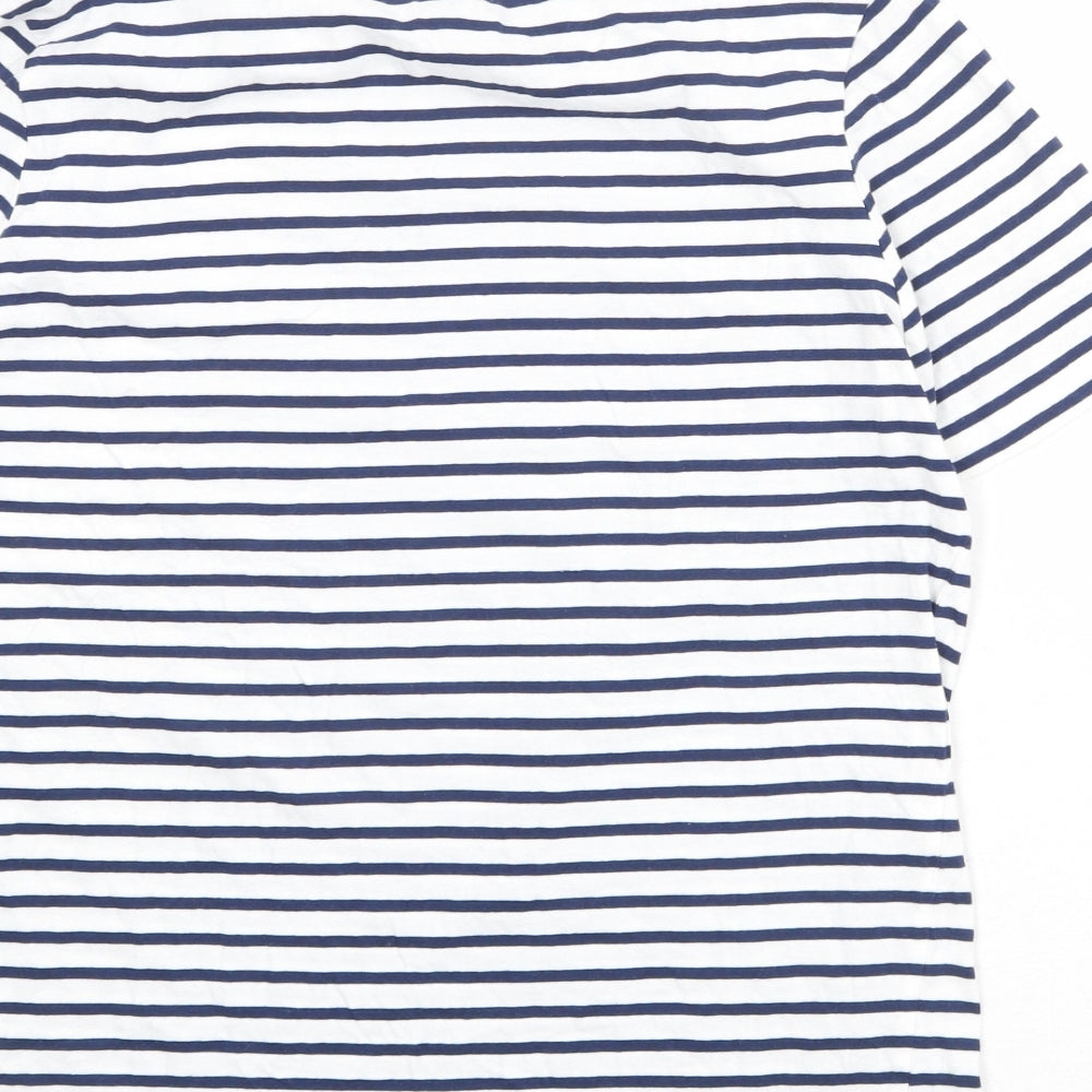 Very Boys Blue Striped 100% Cotton Pullover T-Shirt Size 14 Years Crew Neck Pullover