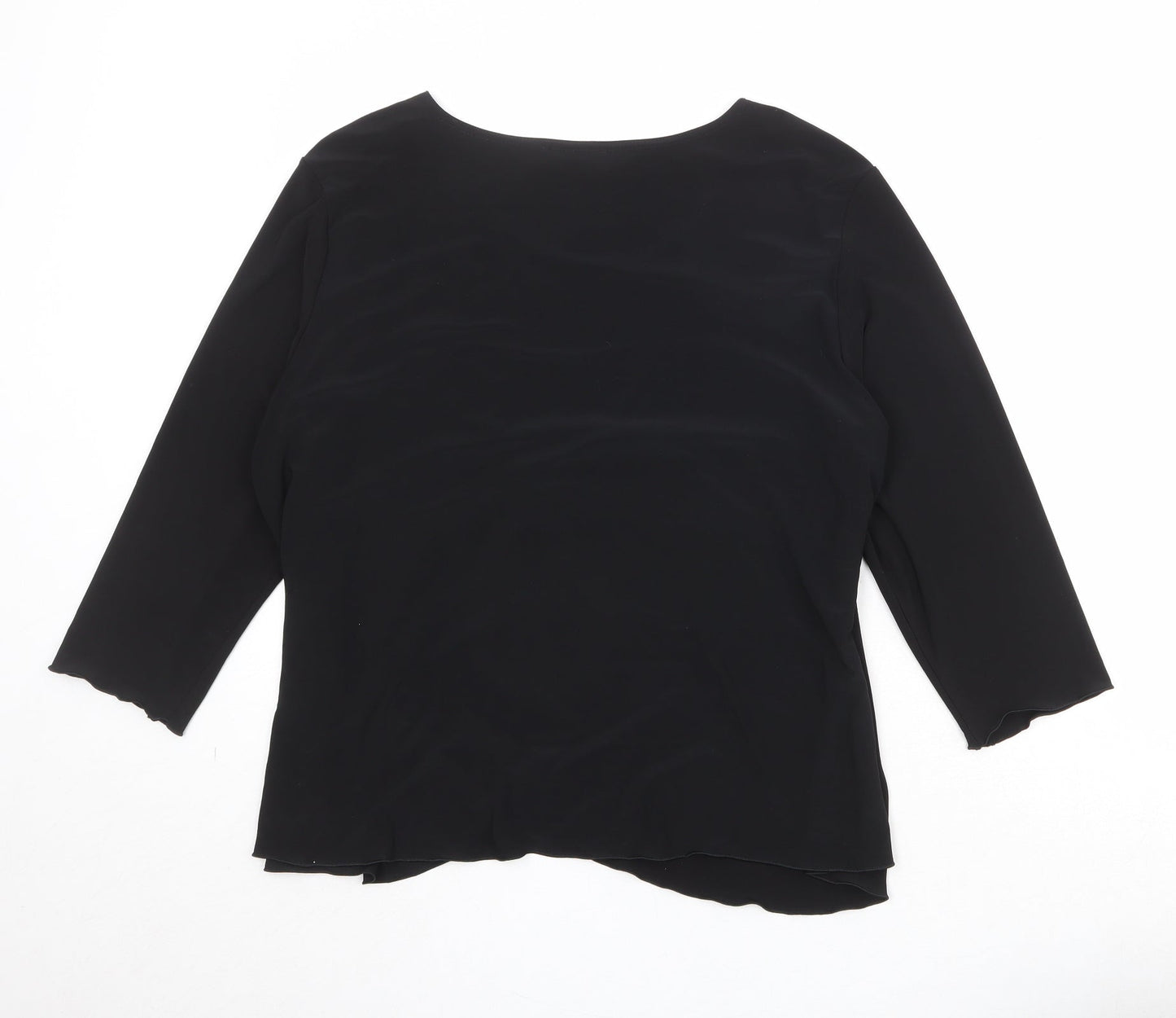 Saloos Womens Black Geometric Polyester Basic Blouse Size 2XL Round Neck