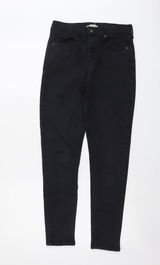Topshop Womens Blue Cotton Skinny Jeans Size 28 in L27 in Regular Button
