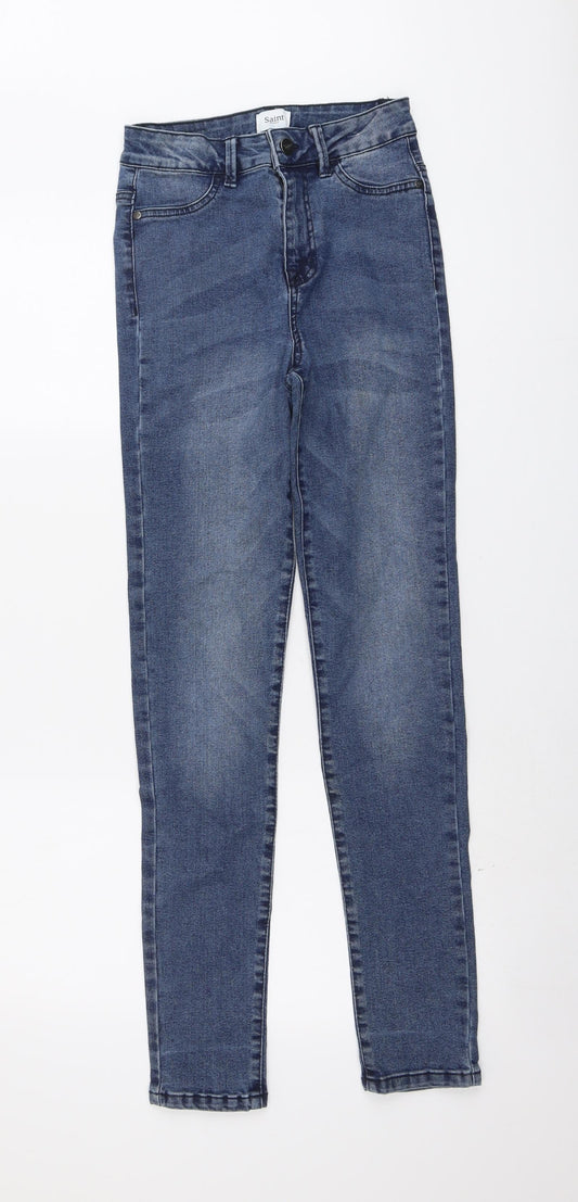 Saint Tropez Womens Blue Cotton Skinny Jeans Size XS L30 in Regular Button