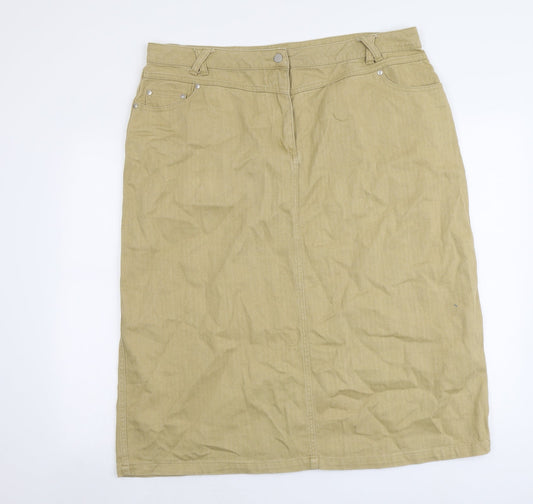 Fashion Debut Womens Brown Cotton A-Line Skirt Size 41 in Button