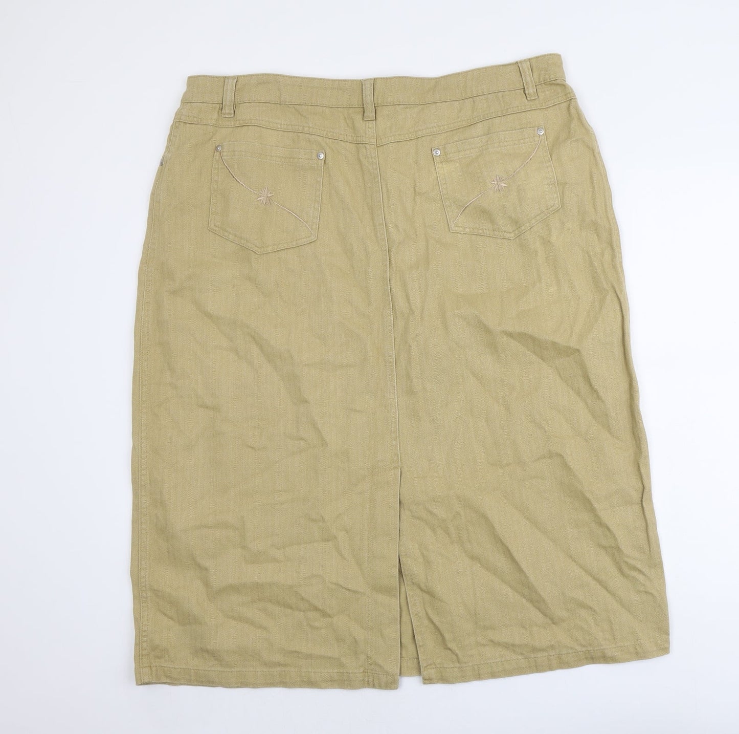 Fashion Debut Womens Brown Cotton A-Line Skirt Size 41 in Button